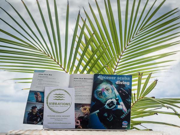 PADI material and dive logbook for the program discover scuba diving - DSD.