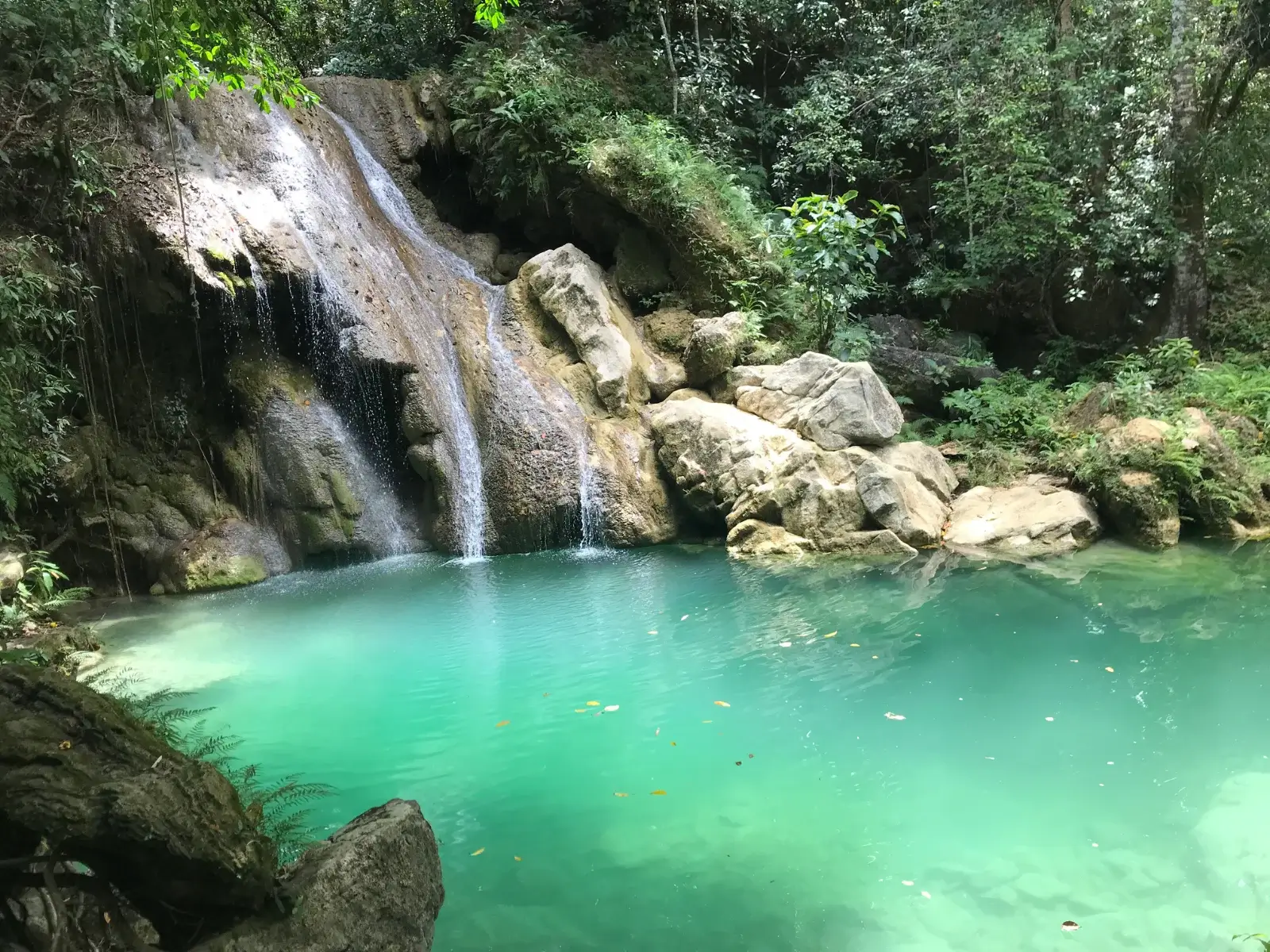 Una cascada rodeada de naturaleza exuberante en Siquijor.
