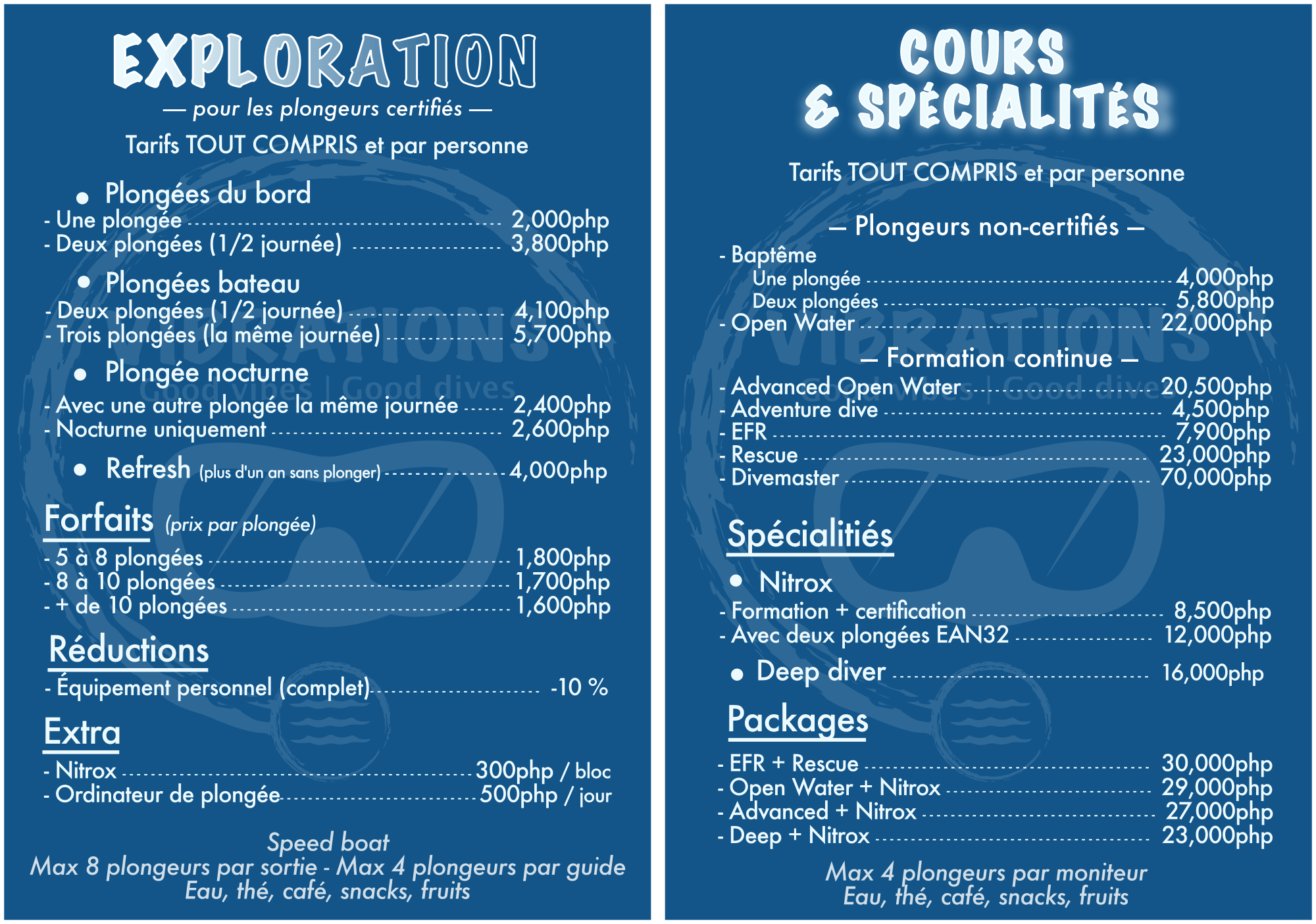 Tarifs des plongées à Siquijor